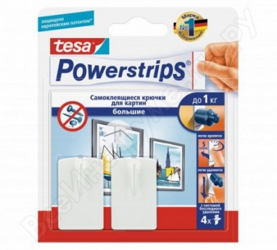 Tesa 58217-00000-00 powerstrips самоклеящиеся крючки для картин/рамок