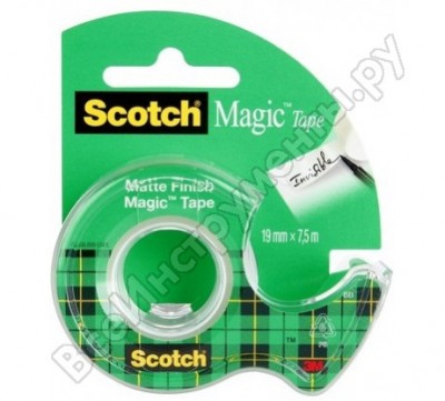 3М scotch magic 8-1975d невидимая клейкая лента на мини-диспенсере, 19ммх7,5м 7100093940