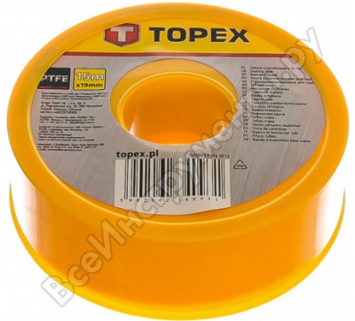 Topex лента уплотнительная для труб 15 м x 19 мм x 0.2 мм, ptfe 34d093