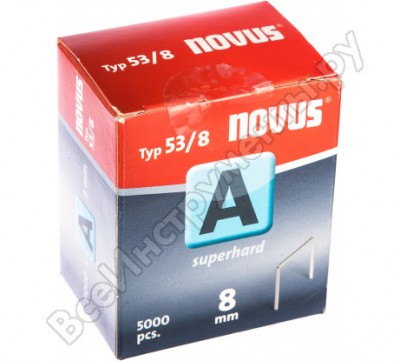 Novus скобы тонкие cупертвердые 5000 шт. для степлера,0,75x11,3x8 мм; 53/8 s 042-0517