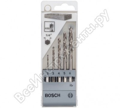 Bosch 5 сверл дерев.2-6 мм 6-гр 2608595525
