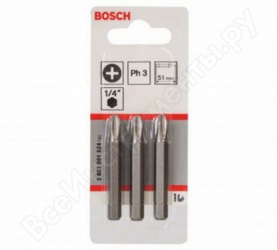 Bosch 3 бит 51мм phillips 3 xh 2607001524