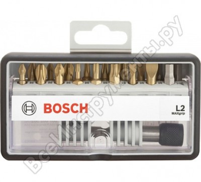Bosch robust line 18+1 бит l2 max grip tin 2607002582