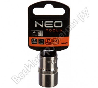 Neo tools головка торцевая 6-гранная superlock 17 мм 1/2
