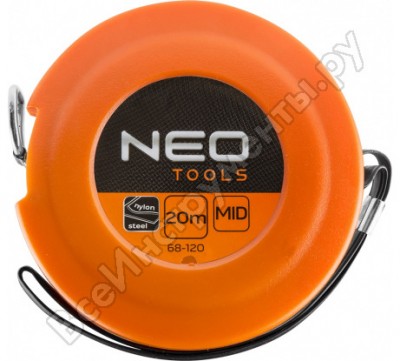 Neo tools лента измерительная стальная, корпус из пластмассы, нейлоновое покрытие защищает ленту от износа, крючок, смещенная точка 0 68-120