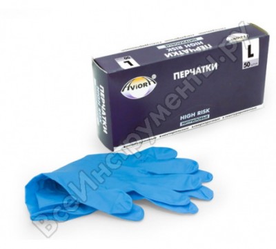 Aviora перчатки нитриловые high risk, 12 гр., l, 50шт. в уп. 402-663