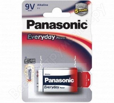 Panasonic батарейка щелочная 6lr61 everyday power standard 9в бл/1 5410853024798