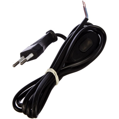 Universal шнур для бра с прох. выкл. черный шввп 2x0,75 1,7м а1060 ч