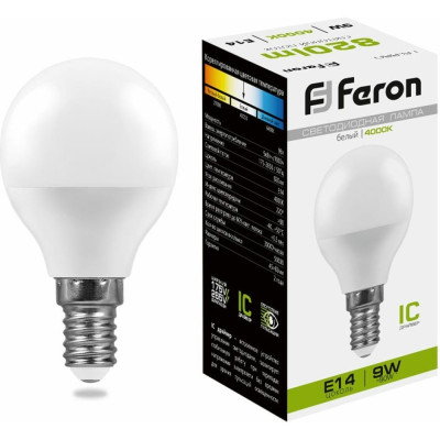 Светодиодная лампа FERON LB-550 9W 230V E14 4000K 25802