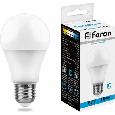 Светодиодная лампа FERON LB-94 Шар E27 15W 6400K 25630