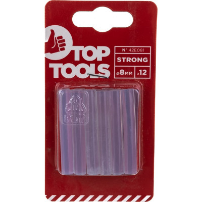 Top tools стержни клеевые 8 мм, 12 шт.,прозрачные 42e081