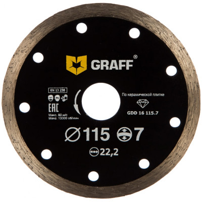 Graff алмазный диск сплошной по керамической плитке 115x7x2.0x22,23 мм gdd 16 115.7 / 21115