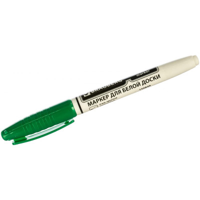 Brauberg маркер для доски с клипом, эргономичный корпус, круглый наконечник 4 мм, зеленый, 150849