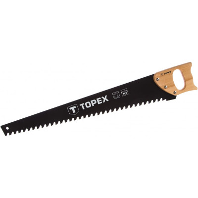 Topex ножовка для ячеистого бетона, 34 зубца с твердосплавными пластинами, деревянная ручка, 600 мм 10a761