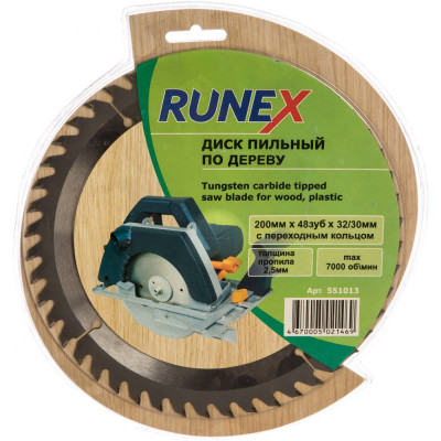 Runex диск пильный по дереву 200мм х 48 зуб х 32/30мм 551013