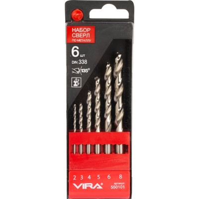 Vira набор сверл по металлу 6шт., от 2 до 8 мм 550101