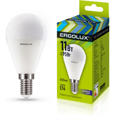 Светодиодная лампа Ergolux LED-G45-11W-E14-6K Шар 13629