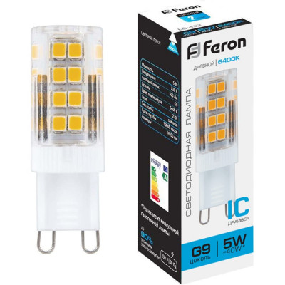 Светодиодная лампа FERON LB-432 5W 230V G9 6400K 25771