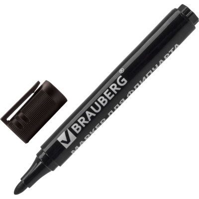Brauberg маркер для флипчарта , непропитывающий, круглый наконечник 2,5 мм, черный, 151253