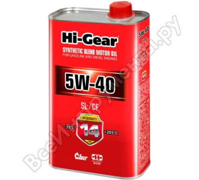 Hi-gear масло моторное полусинтетическое 1л 5w-40 sl/cf hg1140