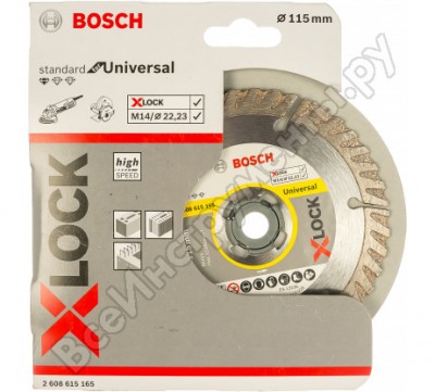 Bosch x-lock алмазный диск standard for universal 115 x 22,23 x 1,6 x 10мм 2608615165