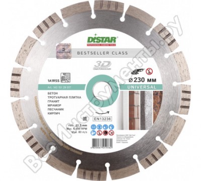 Distar диск алмазный сегментный по армированному бетону 232*22.2 bestseller universal 14315129017