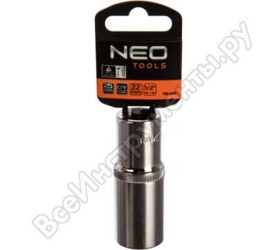 Neo tools головка торцевая 6-гранная superlock 22 мм, длин. 1/2