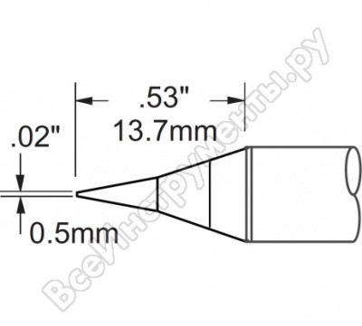 Metcal наконечник для ps900, конус удлиненный 0.5х13.7мм stv-cn05ar