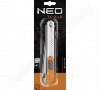 Neo tools нож с отламывающимся лезвием, 18 мм, металлический корпус 63-021