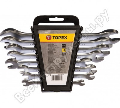 Topex ключи рожковые двухсторонние, сталь crv 35d656