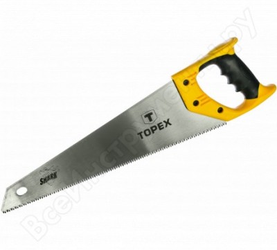 Topex ножовка shark 7 tpi, трехсторонняя заточка, закаленные зубья, двухкомпонентная ручка. 10a440
