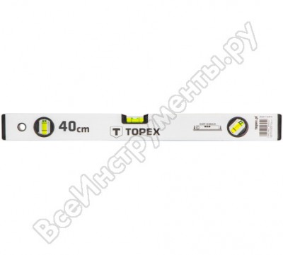 Topex уровень строительный алюминиевый анодированный, 3 ампулы, hxw 50x20 мм, точность измерений 0.5 мм/м 29c307
