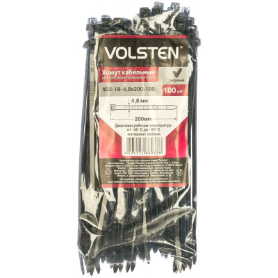 Хомут Volsten V02-1B-4,8х200-100 12963