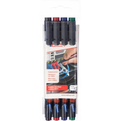 Edding набор маркеров e-8407#4s 0.3мм /для маркировки кабелей/ набор:черный,красный,зеленый,синий e-8407#4s