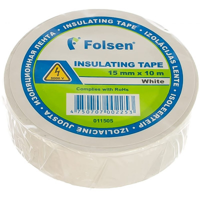 Folsen изоляционная лента 15мм x 10м, белая 011505