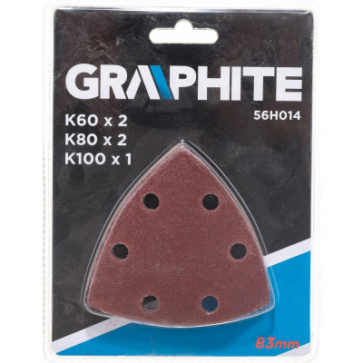 Graphite треугольник шлифовальный 83x83x83 мм набор 5шт. зерно 60x2шт.80x2шт.100x1шт. 56h014