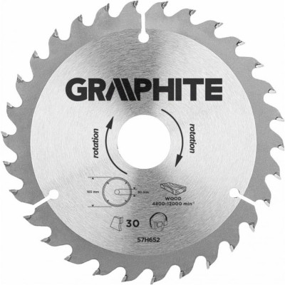 Graphite диск отрезной 165 x 30 мм 30 зубьев 57h652