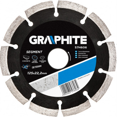 Graphite диск алмазный, сегментный, 125x22.2 мм, лазерная сварка сегментов 57h606