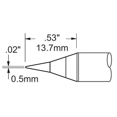 Metcal наконечник для ps900, конус удлиненный 0.5х13.7мм stv-cn05ar