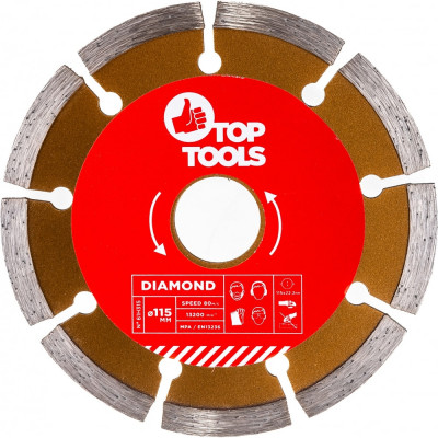 Top tools диск алмазный, 115x22.2мм, сегментный, 61h315