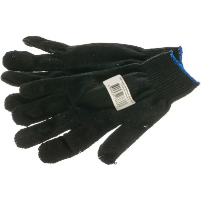 Рос перчатки вязаные утепленные черные х/б 12496