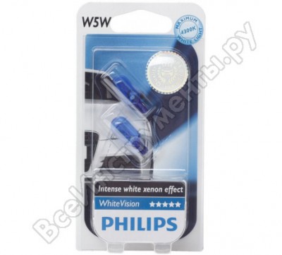 Philips автолампа w5w w2.1 9.5d vision 4300k , 2шт 12v ,1,10 12961nbvb2