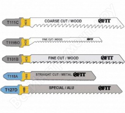 Fit hq набор полотен для электролобзика, 10 шт t111cx2; t119box2; t101bx2; t118ax2; t127dx2 41016