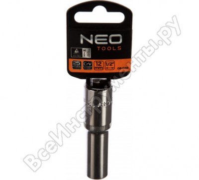 Neo tools головка торцевая 6-гранная superlock 12 мм, длин. 1/2