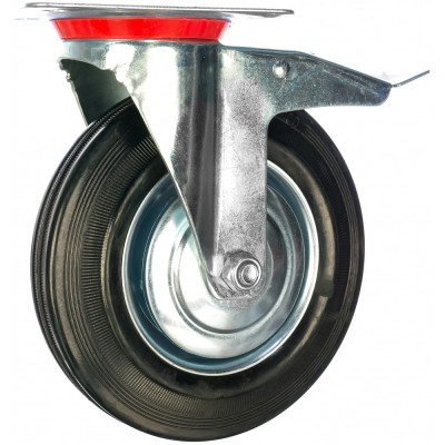Стелла-техник колесо поворотное с тормозом d- 200мм, грузоподъемность 185кг, резина, 4003-200