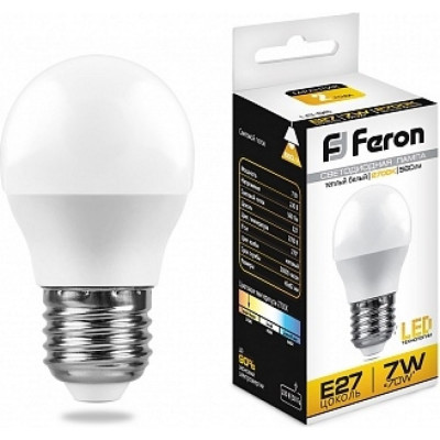 Светодиодная лампа FERON LB-95 Шарик E27 7W 2700K 25481