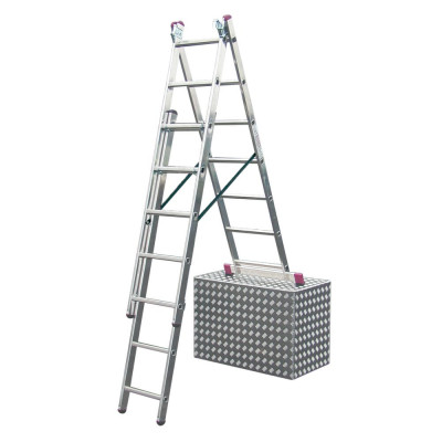 Алюминиевая трехсекционная лестница Krause Corda 3х7 013378