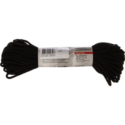 Tech-krep шнур плетеный пэ 3,5 мм, 16-пряд, черный, 30 м 140354