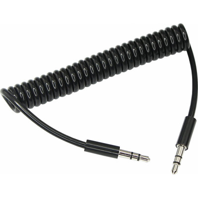 Rexant аудио кабель aux 3.5 мм шнур спираль 1m черный 18-4010