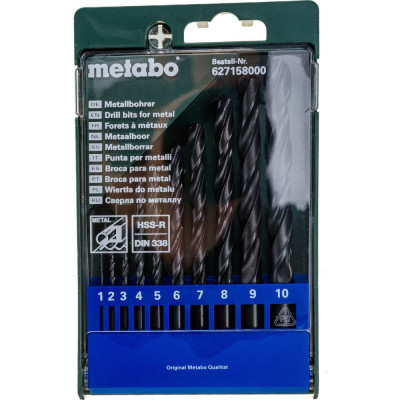 Metabo набор сверл по металлу 10 шт. d 1-10 мм 627158000